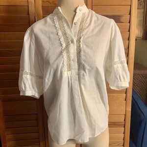 Vintage 70s German Cream Milkmaid Top Creation Hammerle Medium